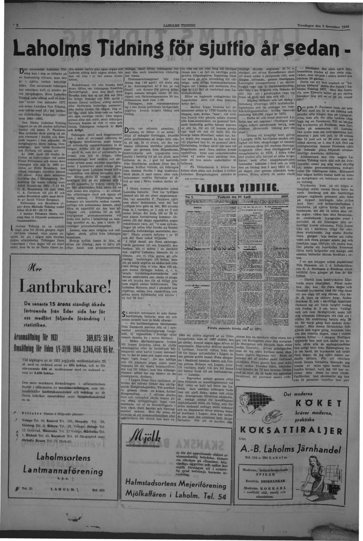Laholms Tidning Torsdag 5 december 1946, sida 2