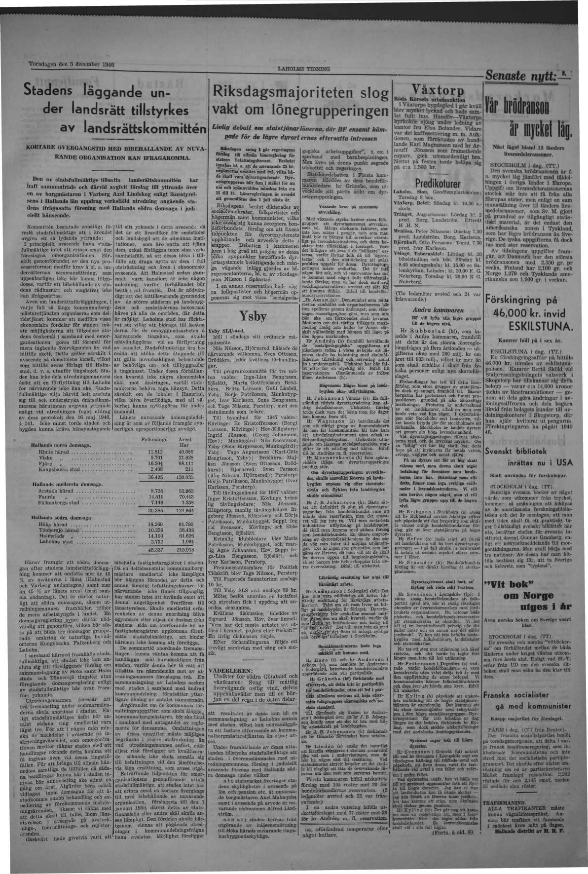 Laholms Tidning Torsdag 5 december 1946, sida 8
