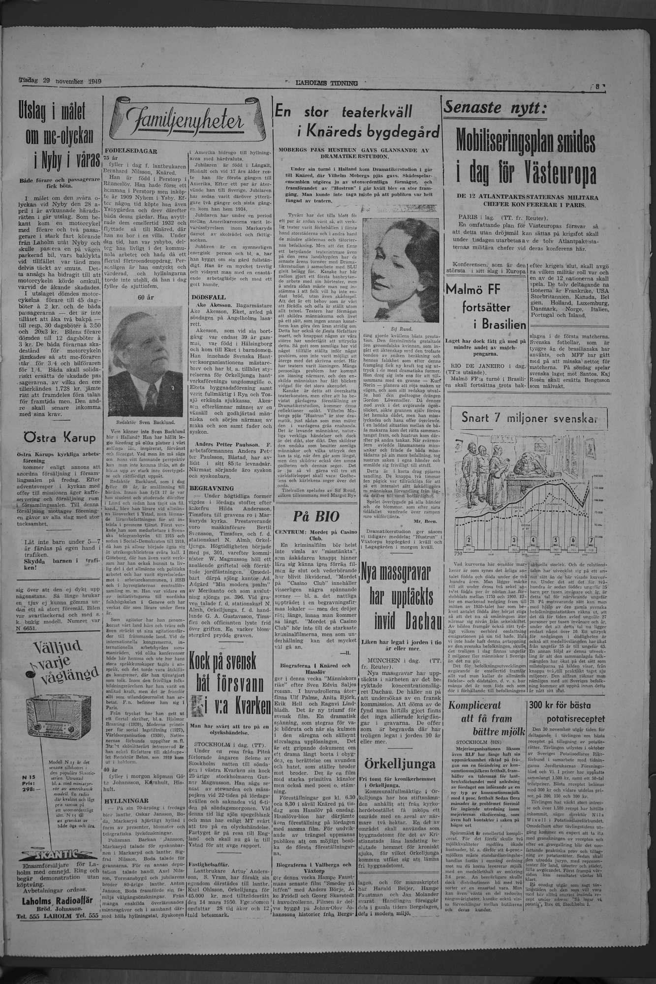 Laholms Tidning Tisdag 29 november 1949, sida 3