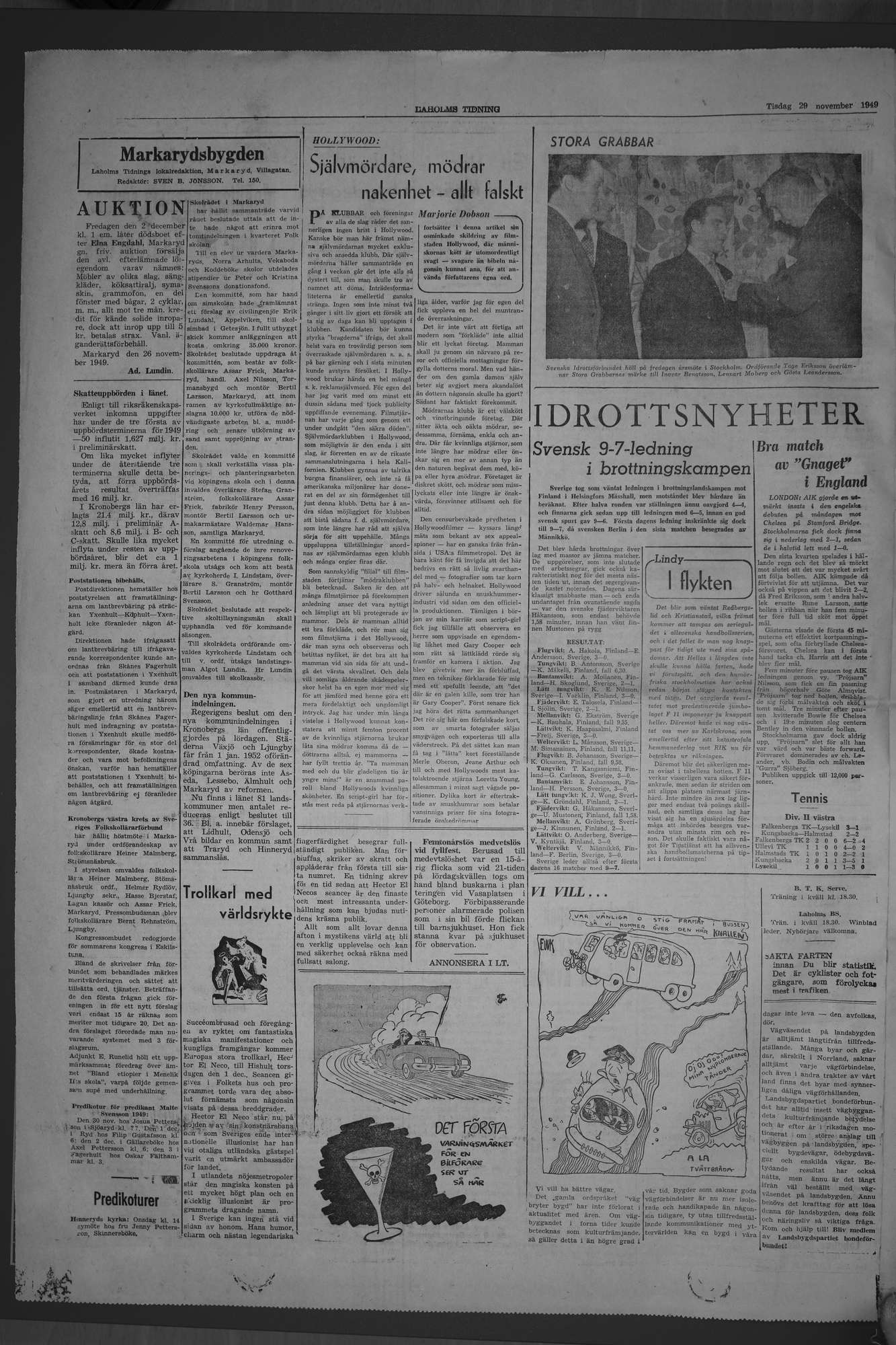 Laholms Tidning Tisdag 29 november 1949, sida 4