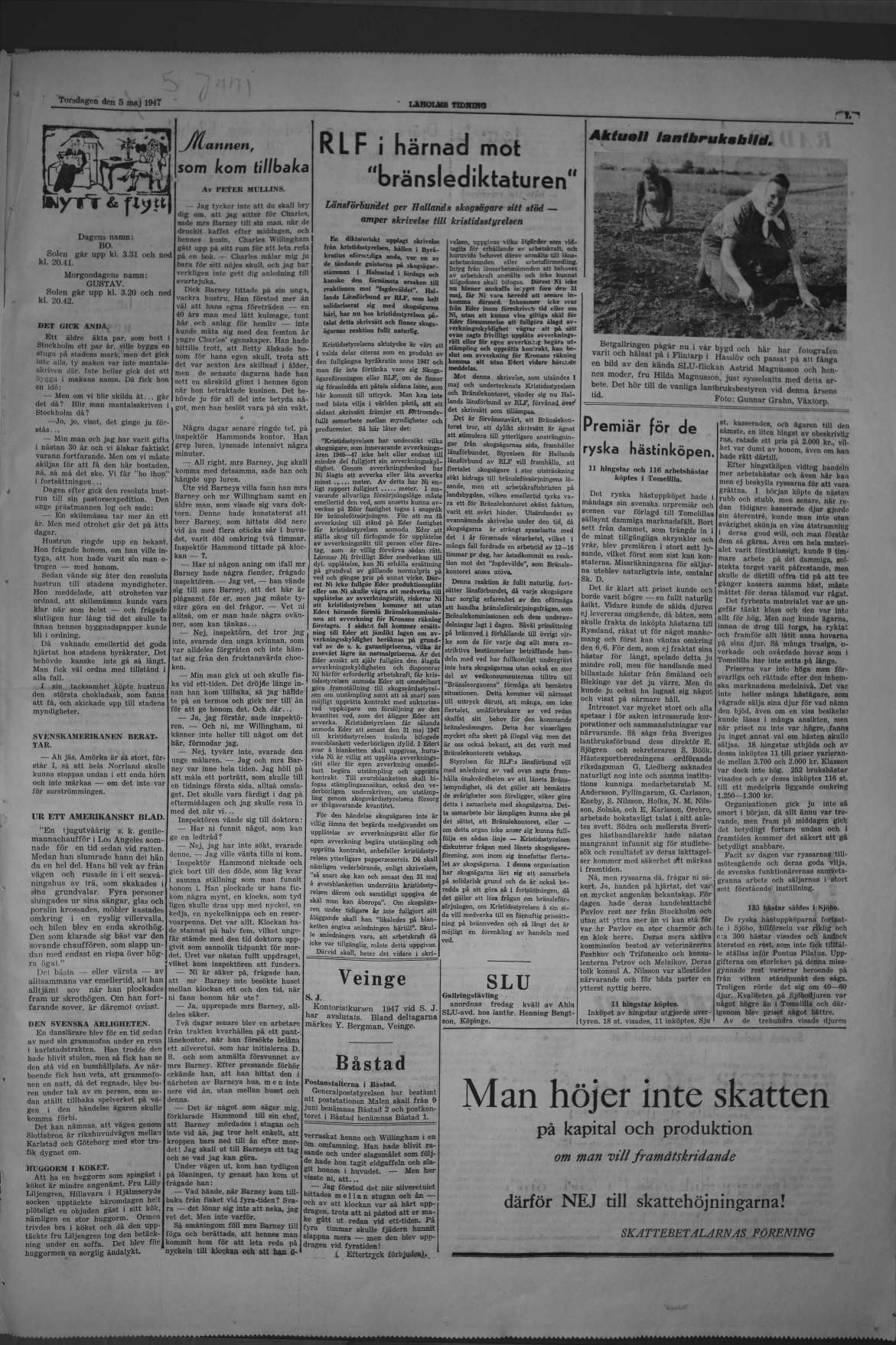 Laholms Tidning Torsdag 5 juni 1947, sida 7