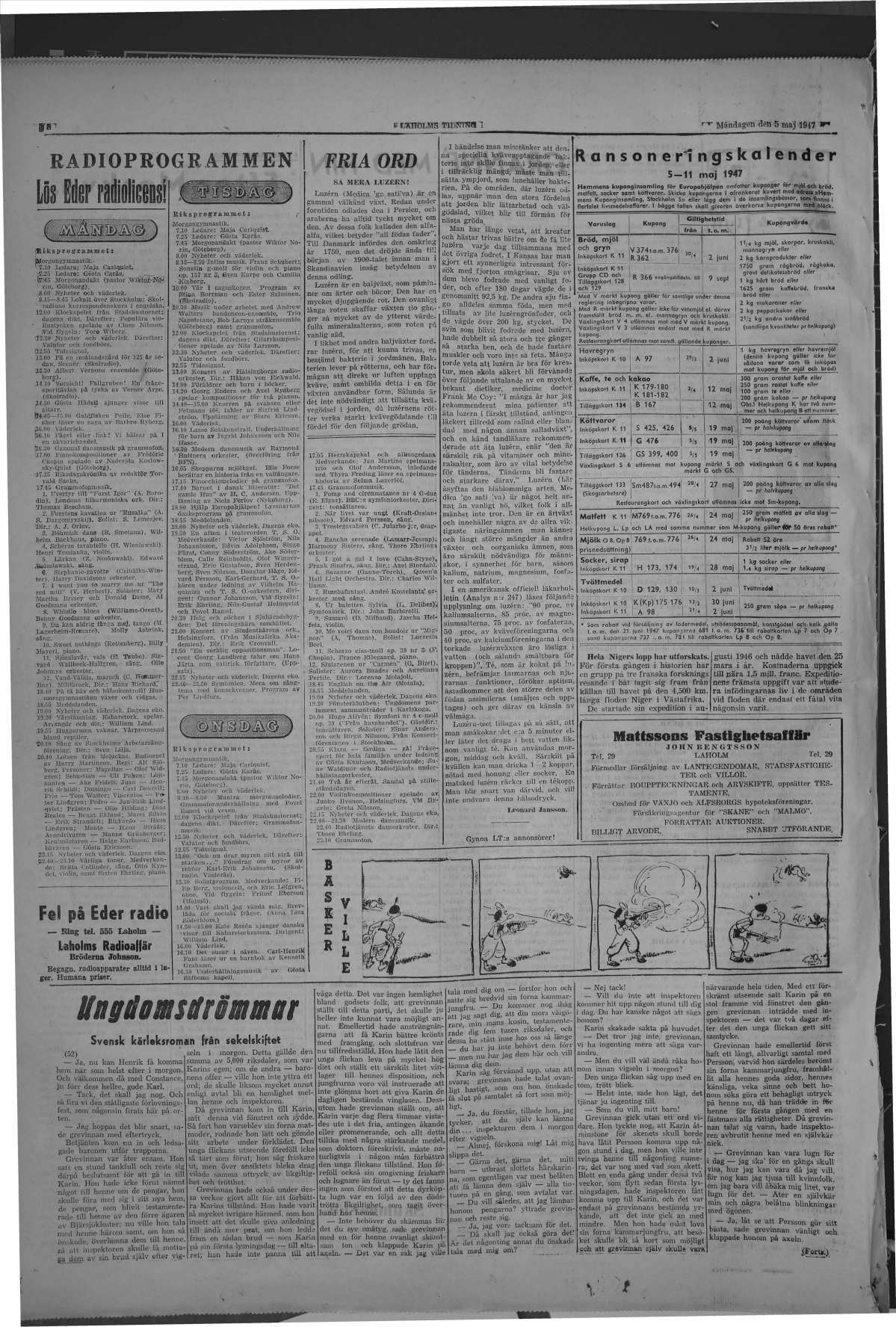 Laholms Tidning Måndag 5 maj 1947, sida 8