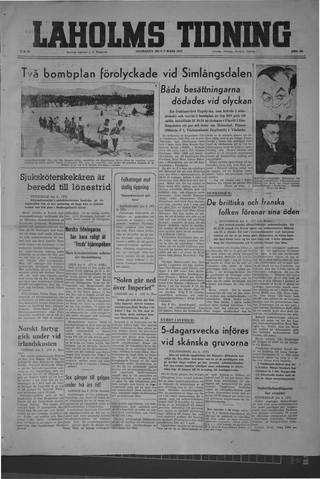 Förstasidan, Onsdag 5 mars 1947