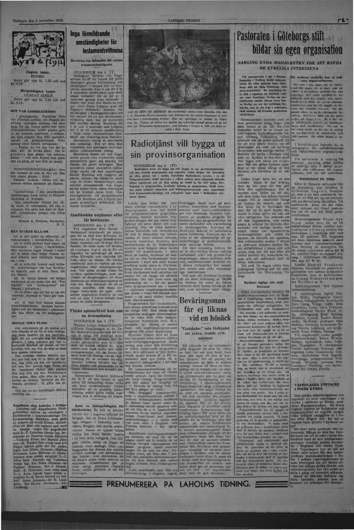 Laholms Tidning Tisdag 5 november 1946, sida 5