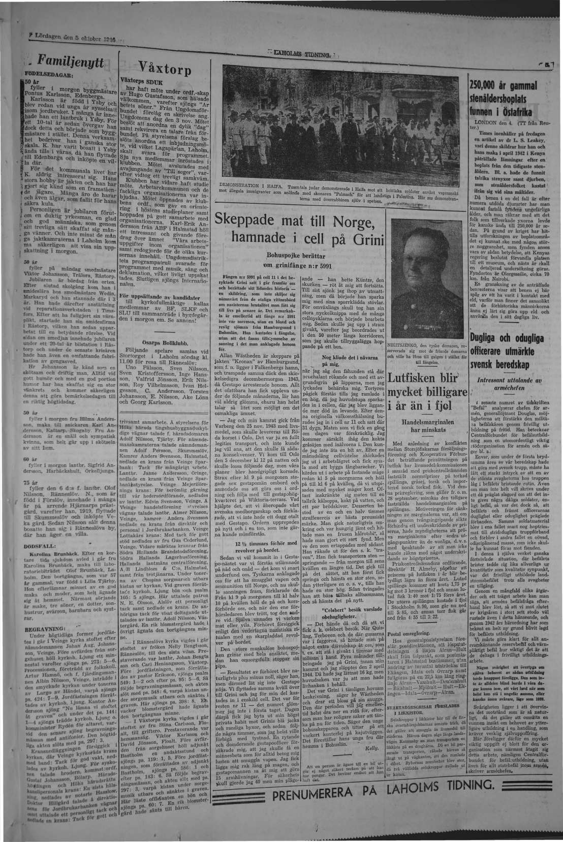 Laholms Tidning Lördag 5 oktober 1946, sida 5