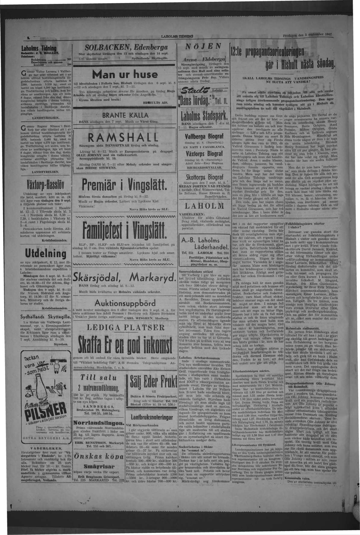 Laholms Tidning Fredag 5 september 1947, sida 2