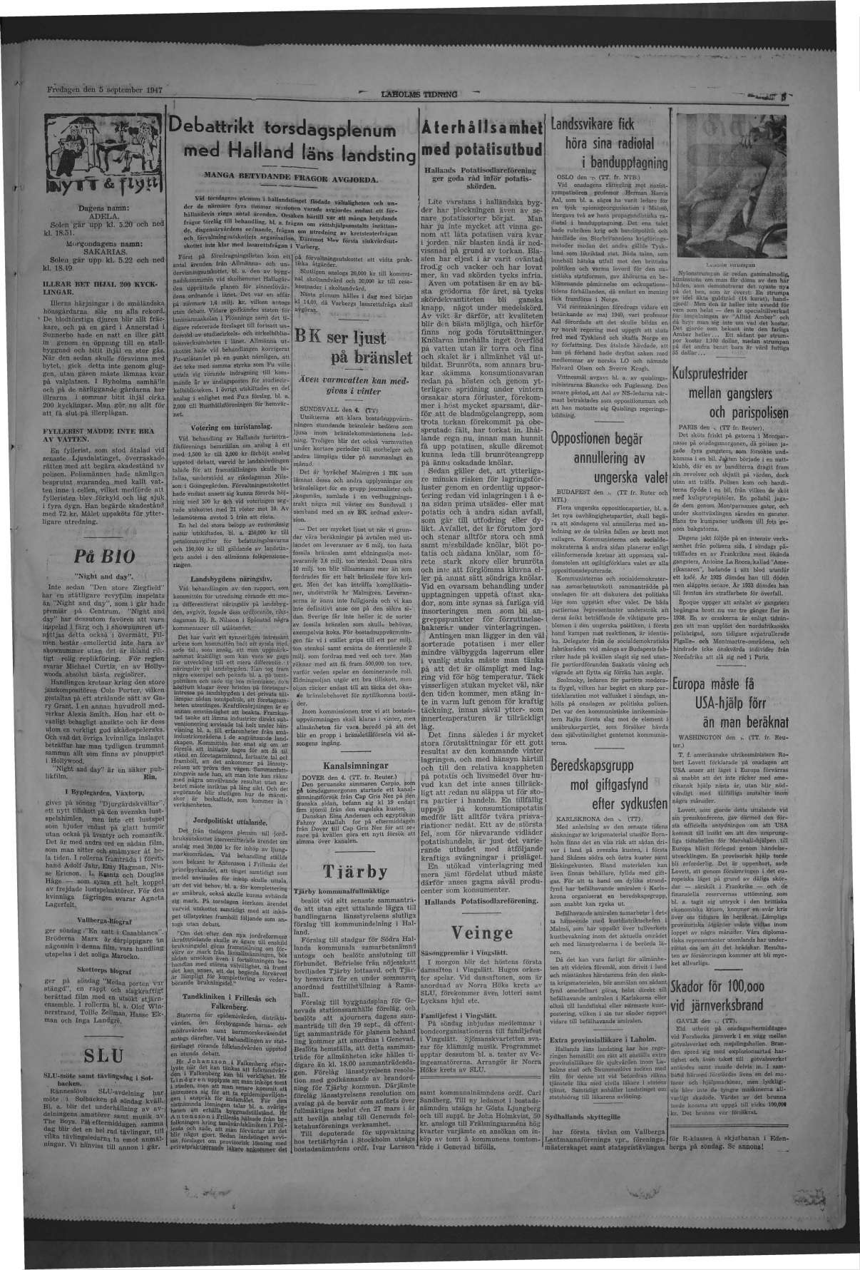 Laholms Tidning Fredag 5 september 1947, sida 5