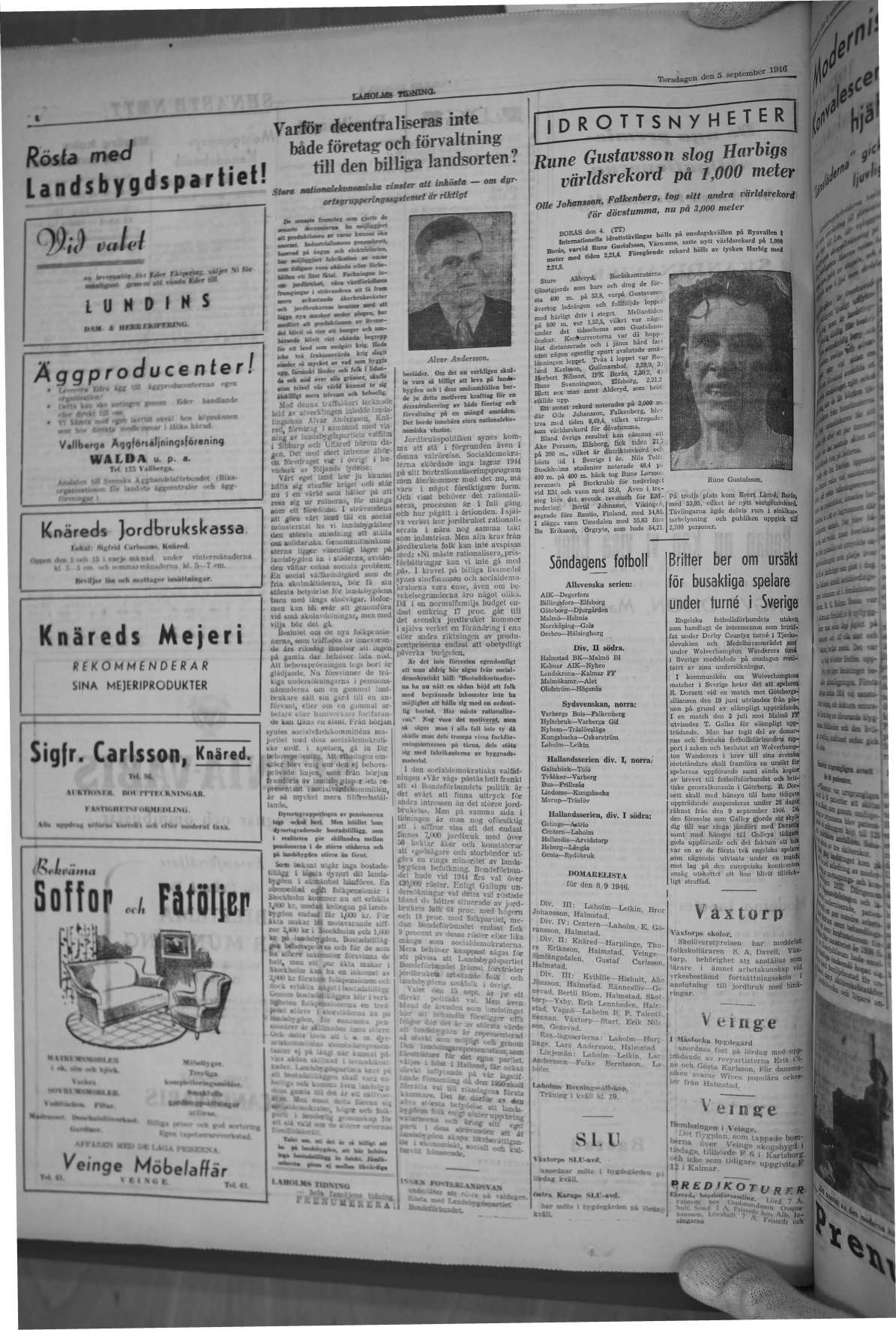 Laholms Tidning Torsdag 5 september 1946, sida 4