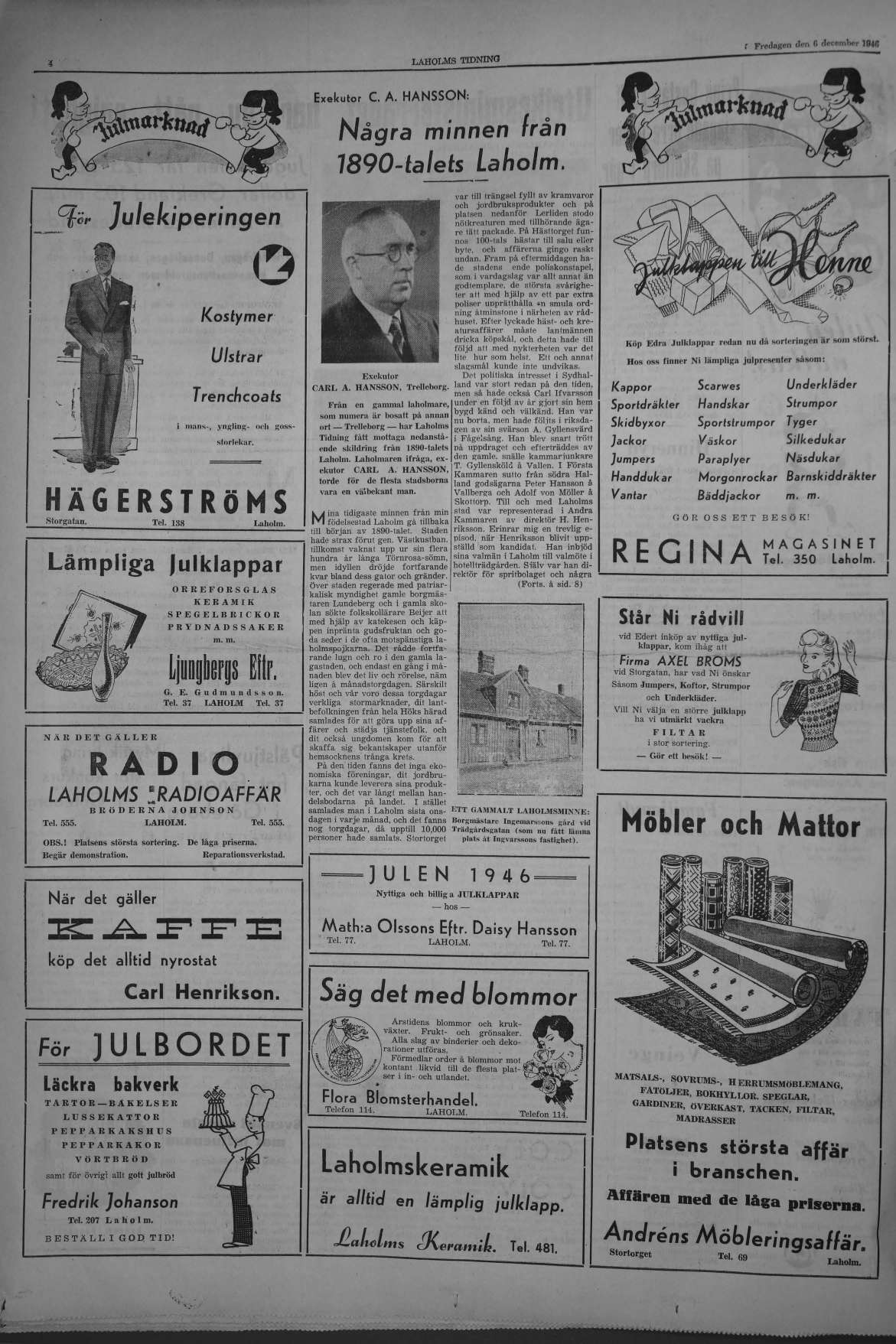 Laholms Tidning Fredag 6 december 1946, sida 4