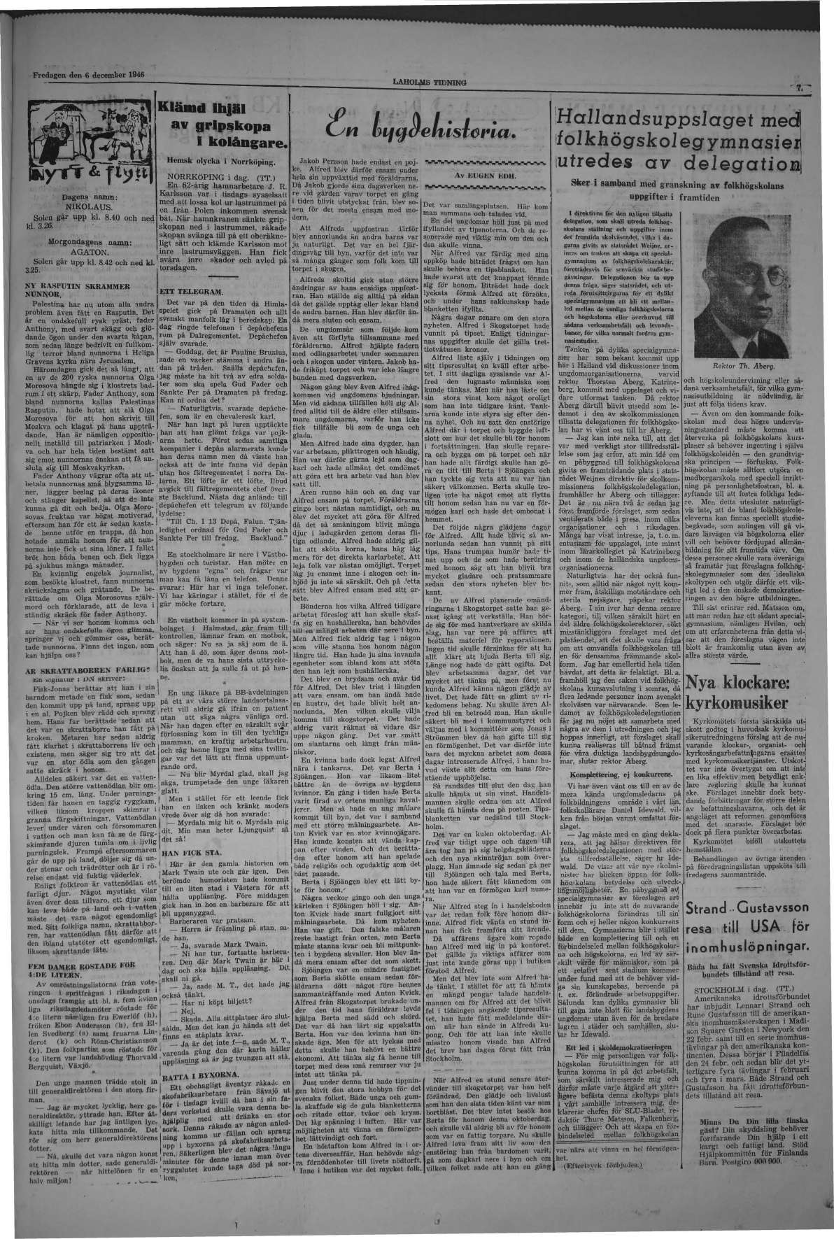 Laholms Tidning Fredag 6 december 1946, sida 7