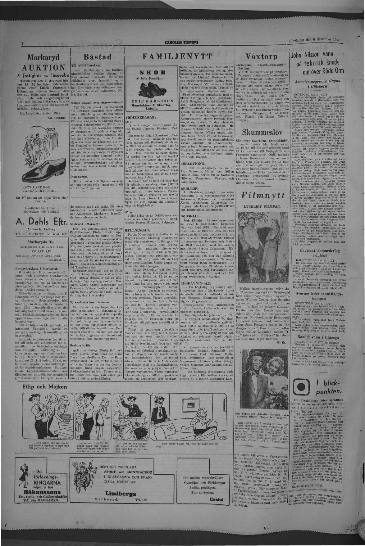 Laholms Tidning Lördag 6 december 1947, sida 4