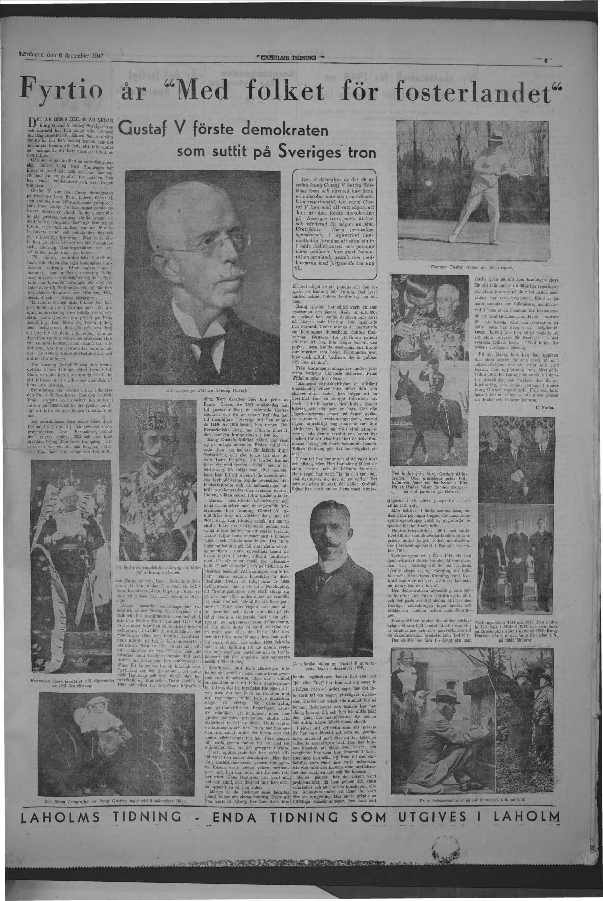 Laholms Tidning Lördag 6 december 1947, sida 5