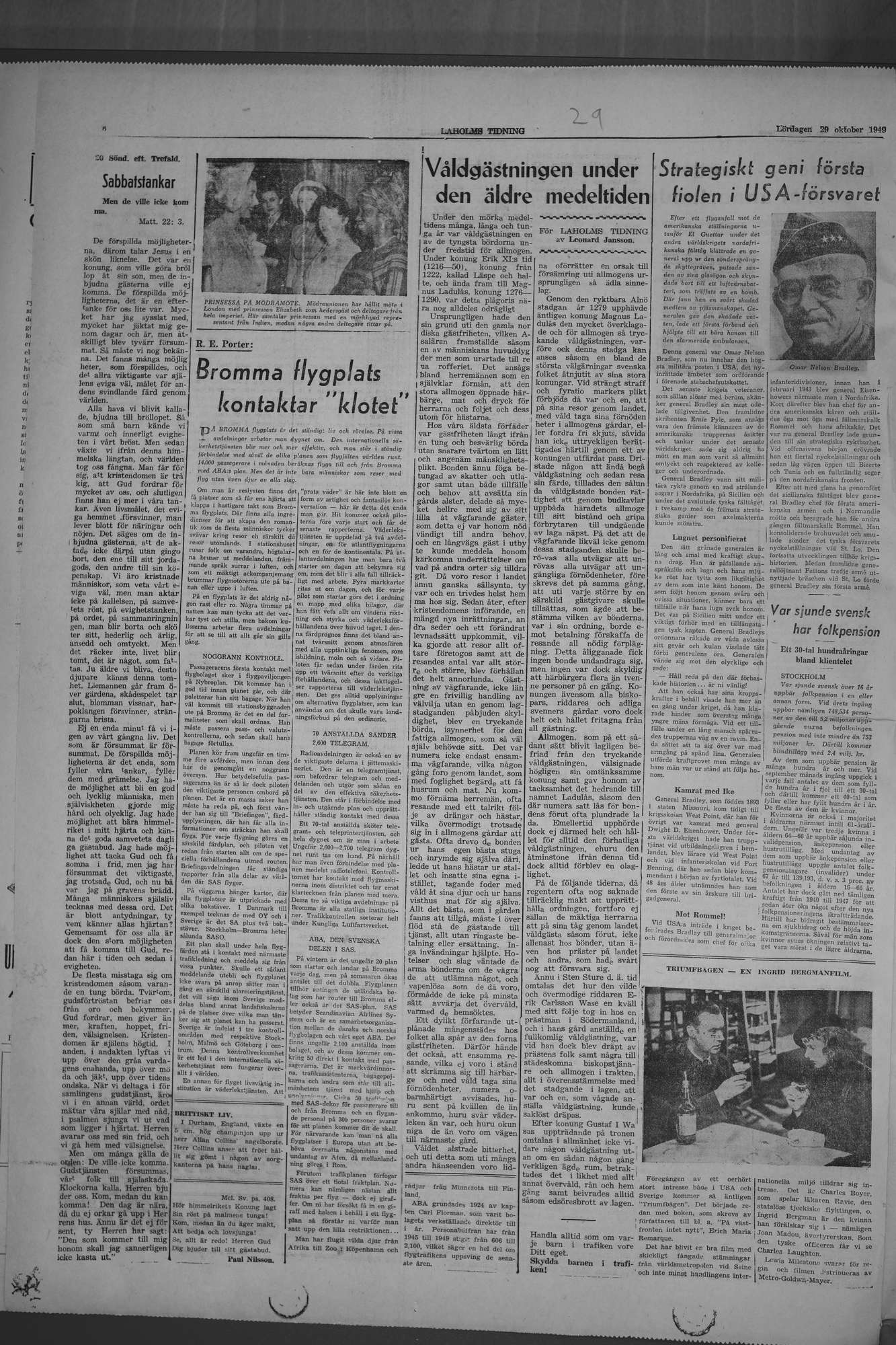 Laholms Tidning Lördag 29 oktober 1949, sida 6