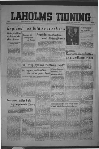 Förstasidan, Torsdag 6 februari 1947