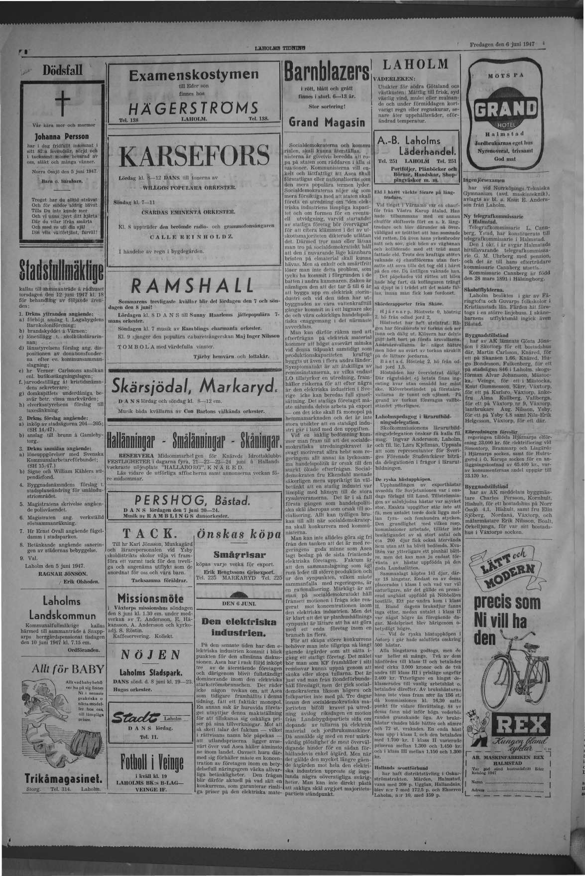Laholms Tidning Fredag 6 juni 1947, sida 2