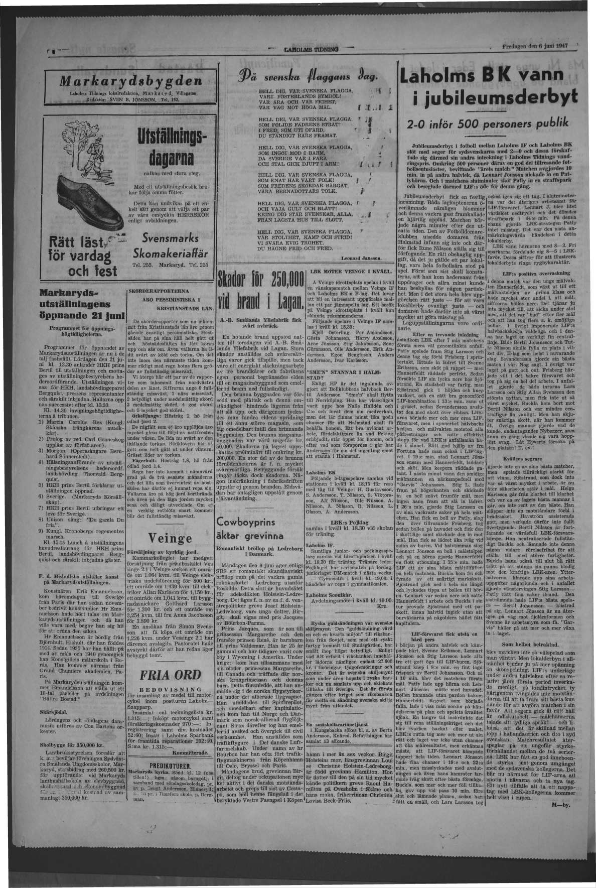 Laholms Tidning Fredag 6 juni 1947, sida 4