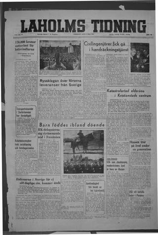 Förstasidan, Tisdag 6 maj 1947