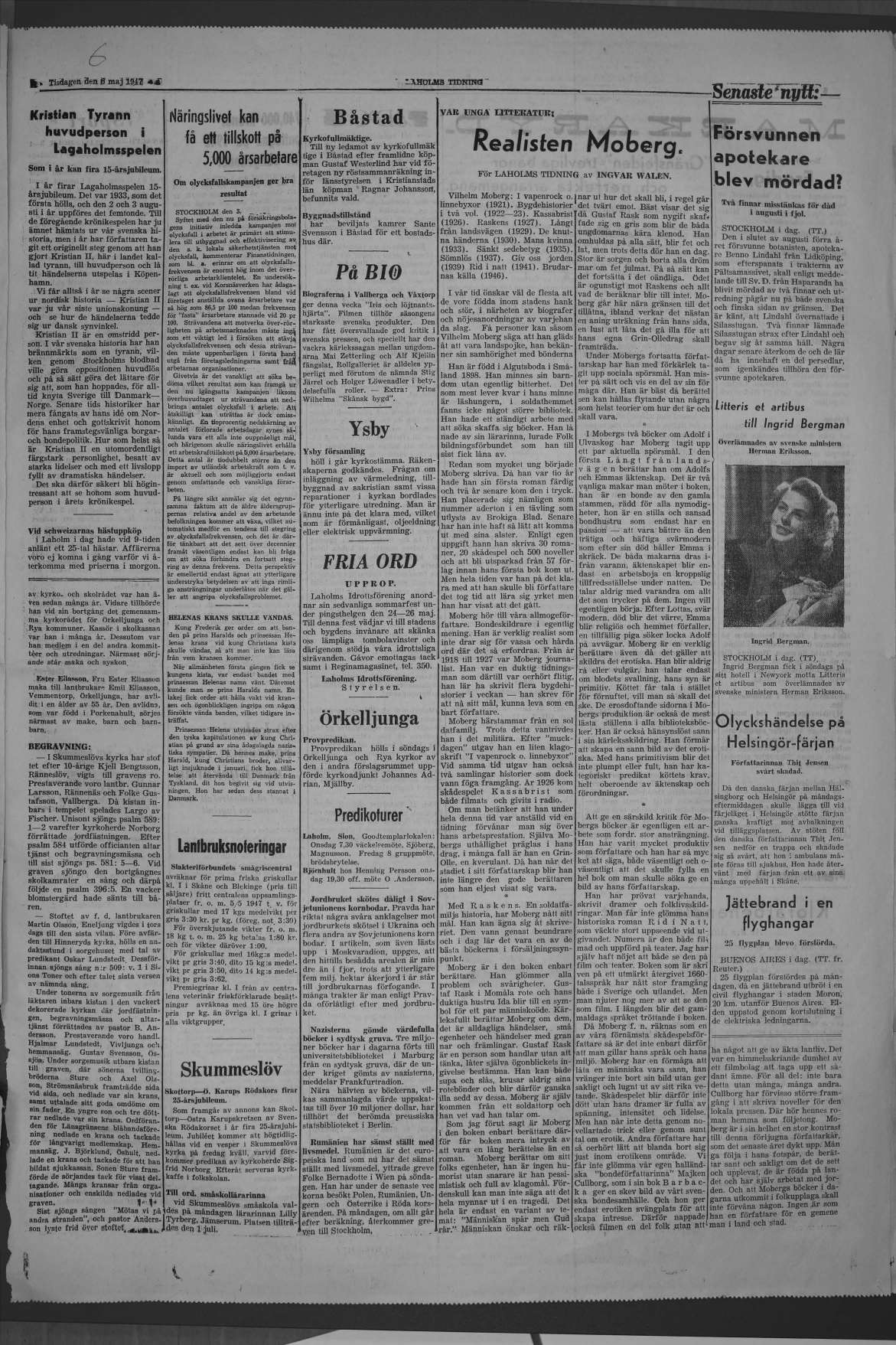Laholms Tidning Tisdag 6 maj 1947, sida 3