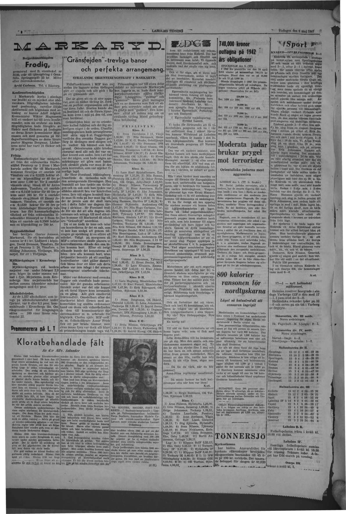 Laholms Tidning Tisdag 6 maj 1947, sida 4