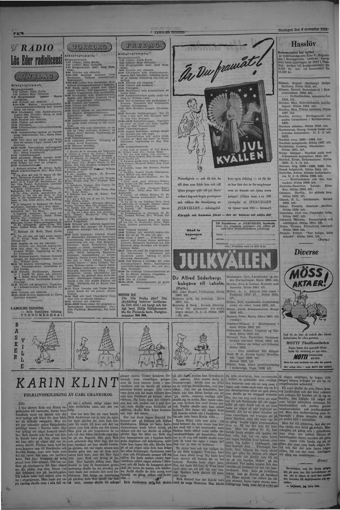 Laholms Tidning Onsdag 6 november 1946, sida 6