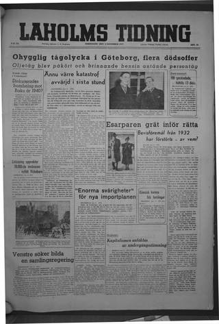 Förstasidan, Torsdag 6 november 1947