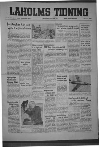 Förstasidan, Fredag 29 april 1949