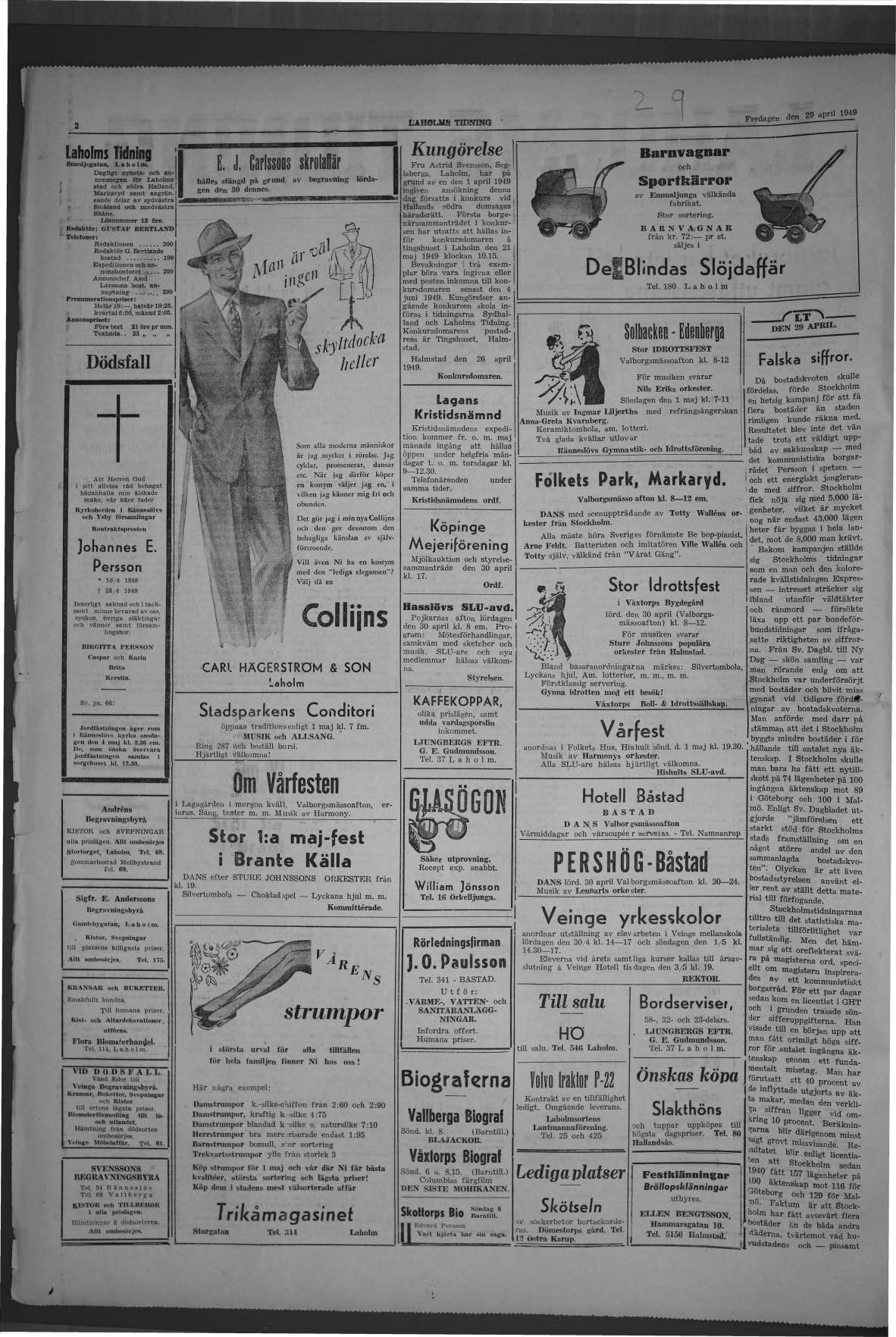 Laholms Tidning Fredag 29 april 1949, sida 2