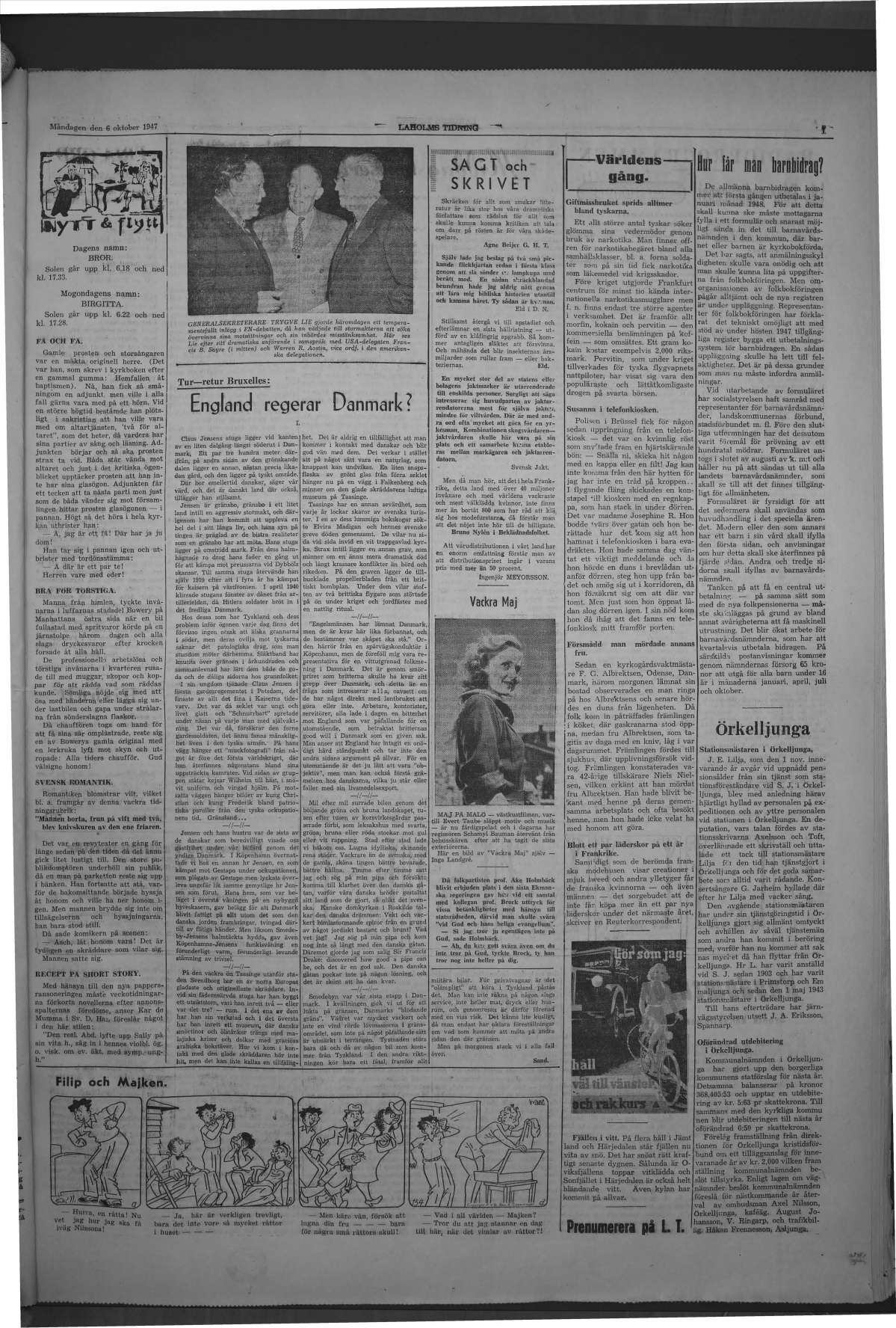 Laholms Tidning Måndag 6 oktober 1947, sida 7