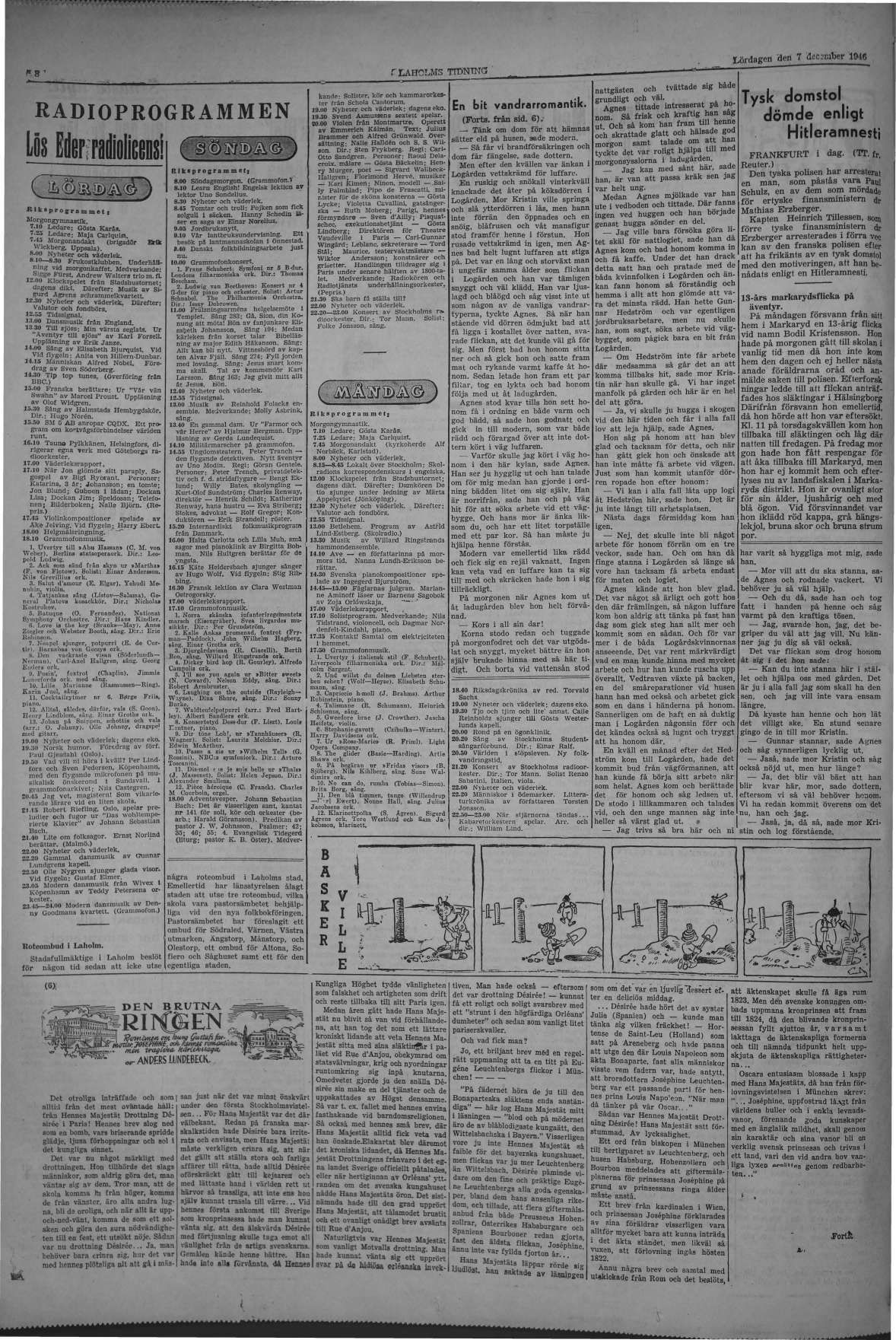 Laholms Tidning Lördag 7 december 1946, sida 8