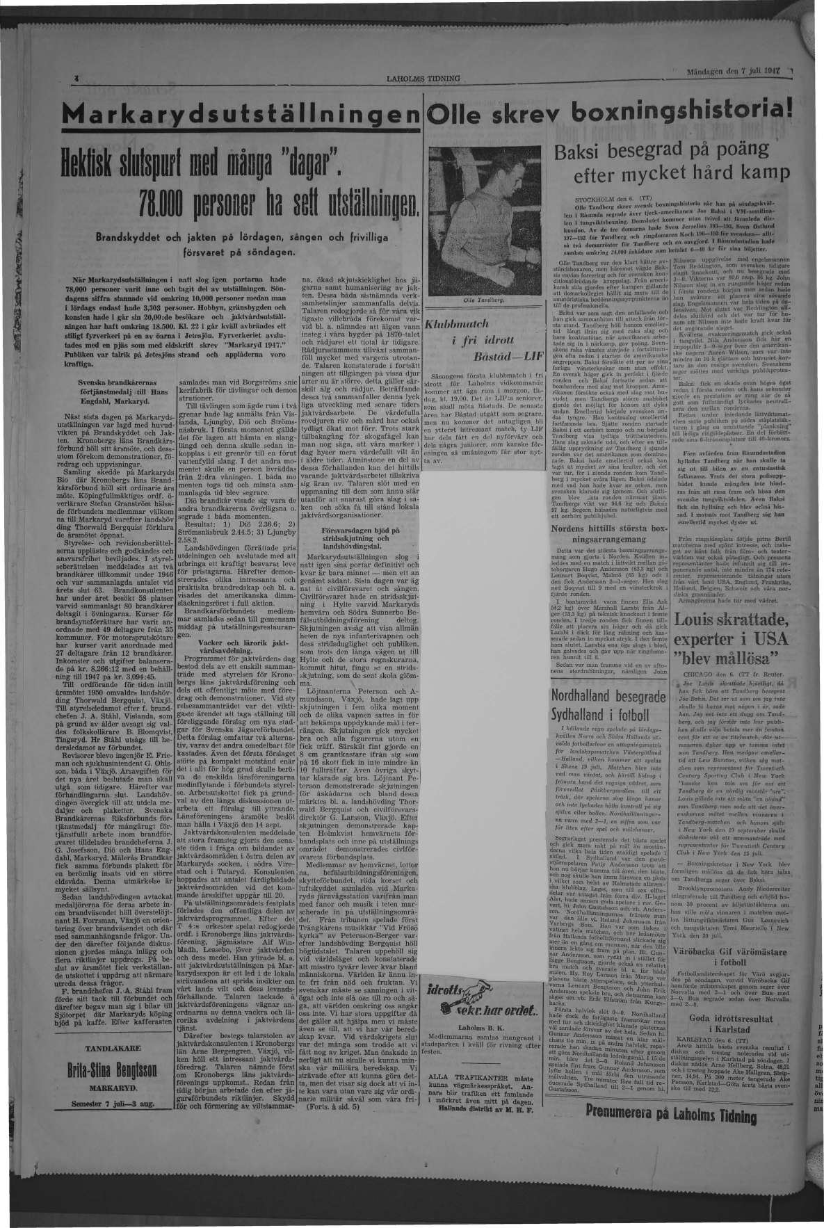 Laholms Tidning Måndag 7 juli 1947, sida 4