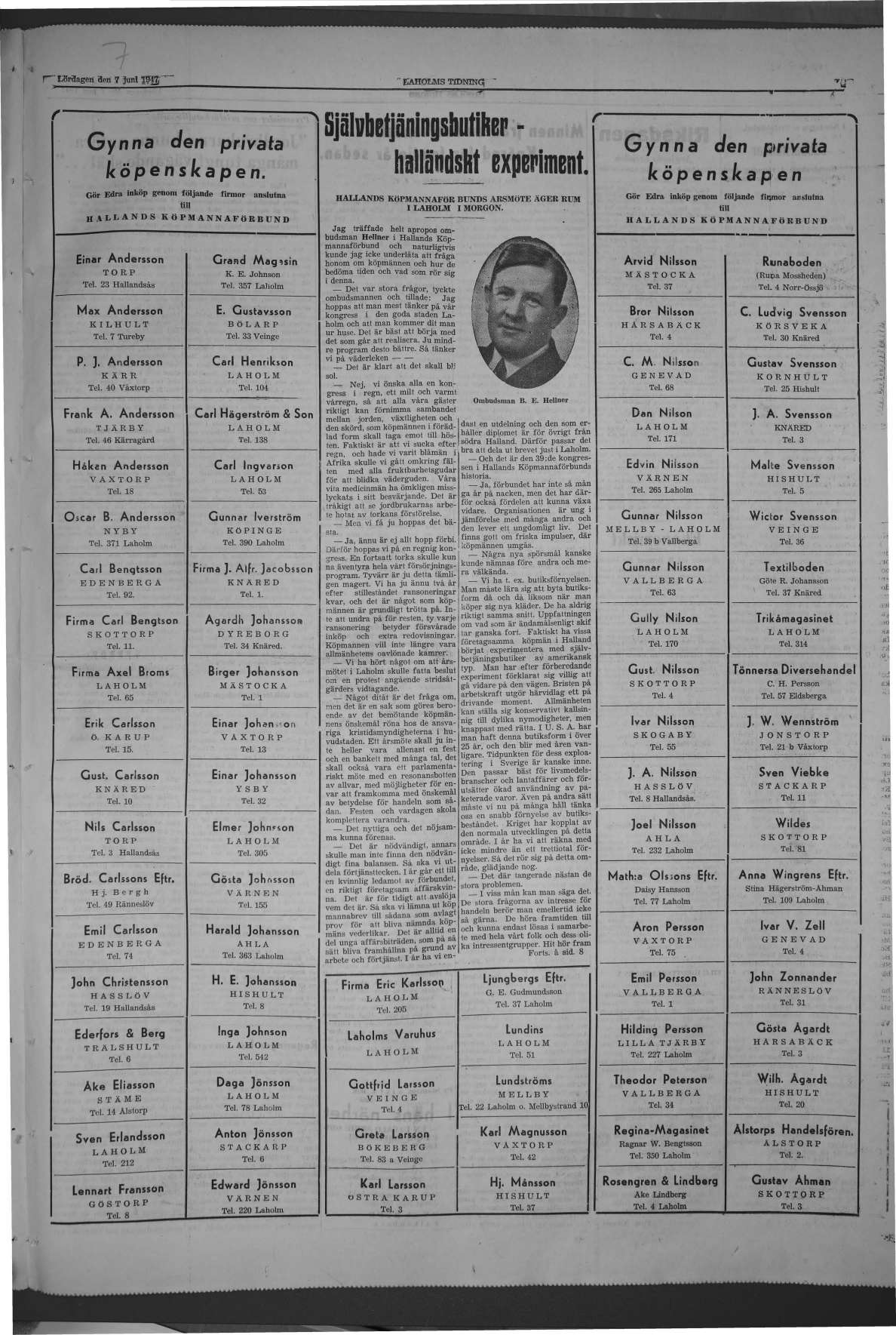 Laholms Tidning Lördag 7 juni 1947, sida 5