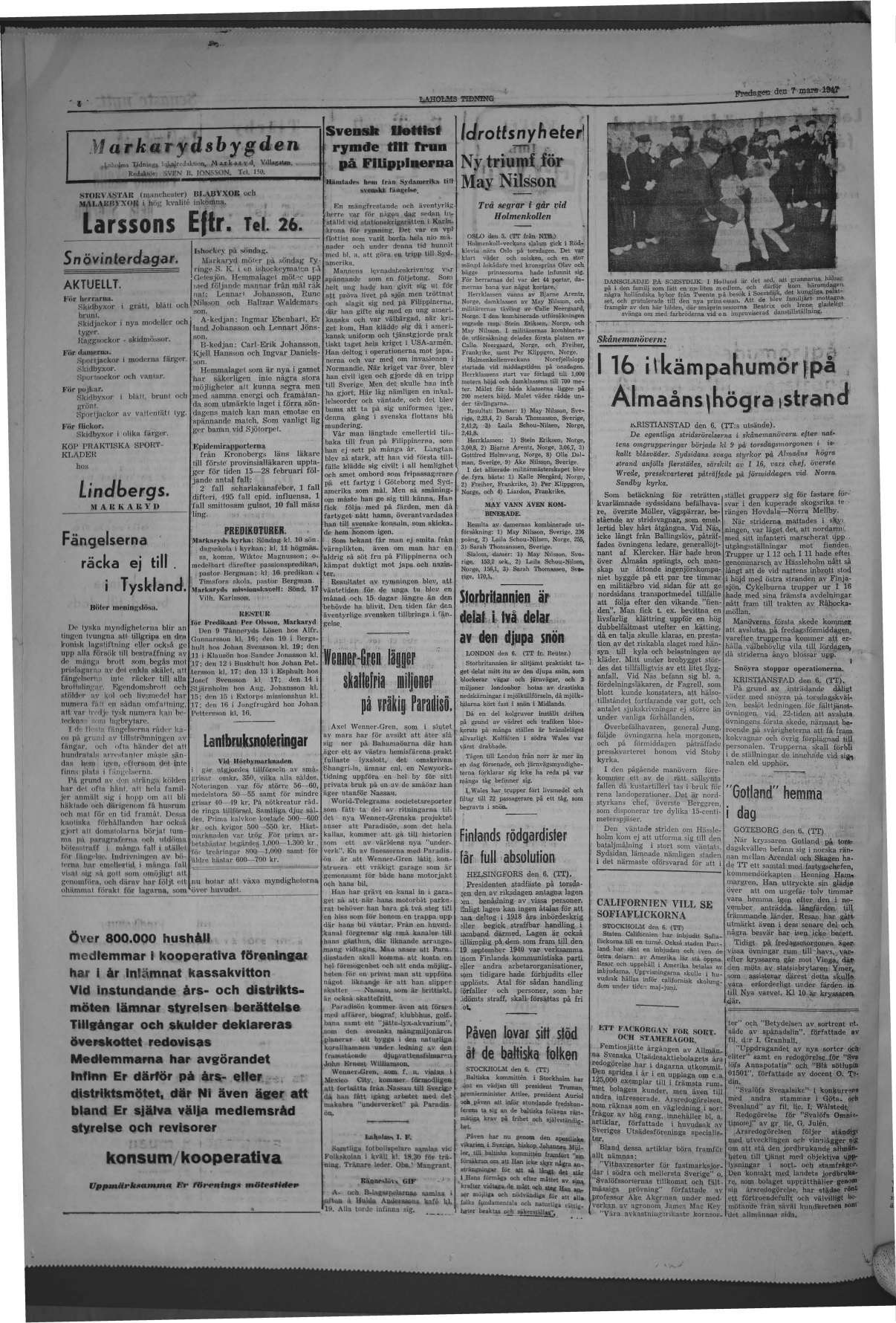 Laholms Tidning Fredag 7 mars 1947, sida 4