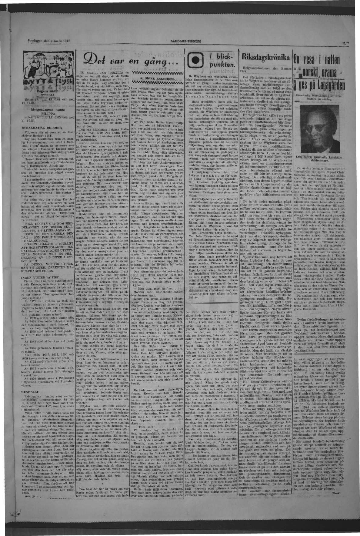 Laholms Tidning Fredag 7 mars 1947, sida 5