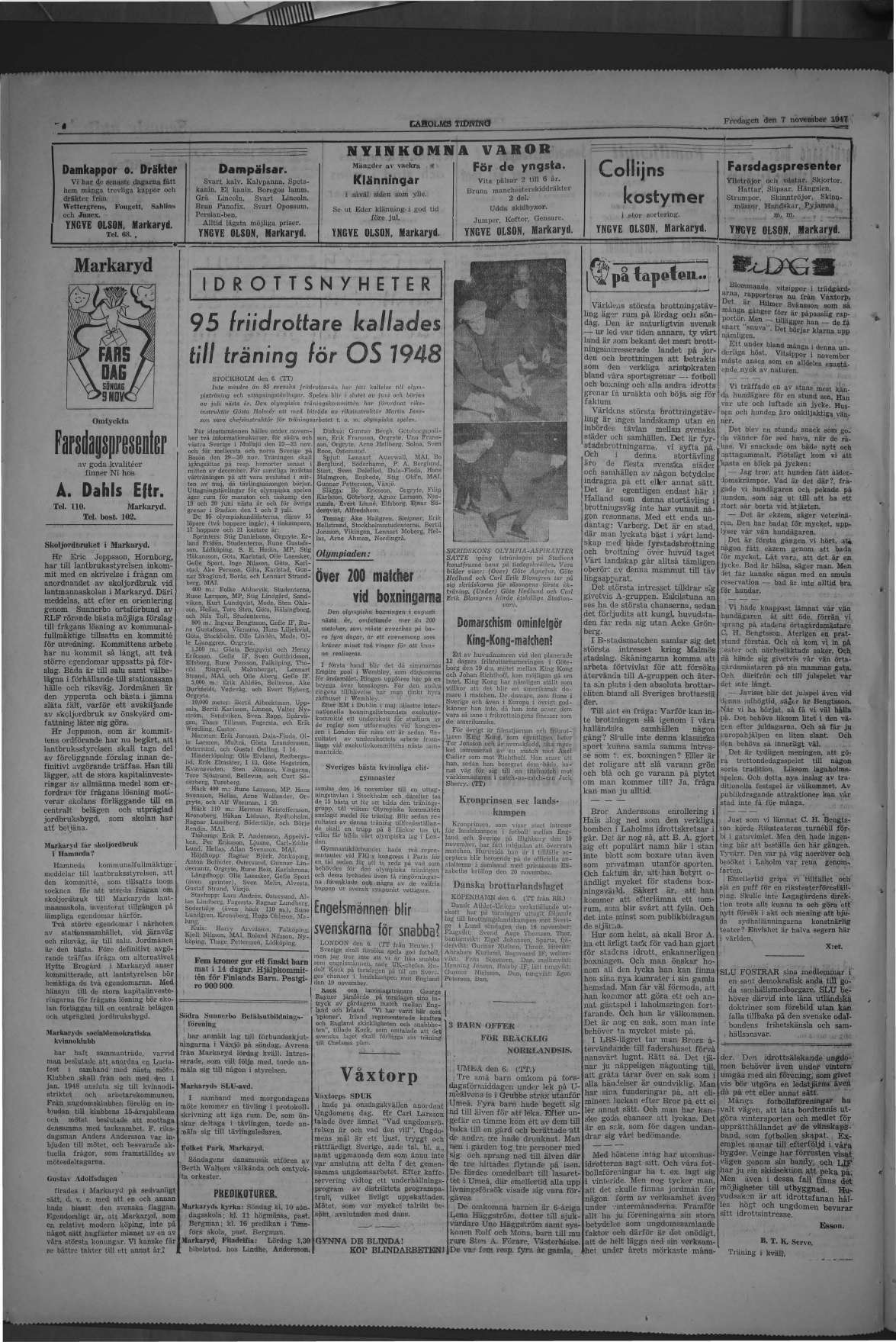 Laholms Tidning Fredag 7 november 1947, sida 4