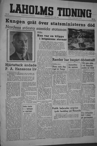 Förstasidan, Måndag 7 oktober 1946