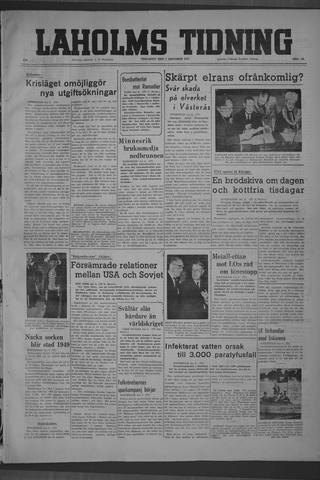 Förstasidan, Tisdag 7 oktober 1947