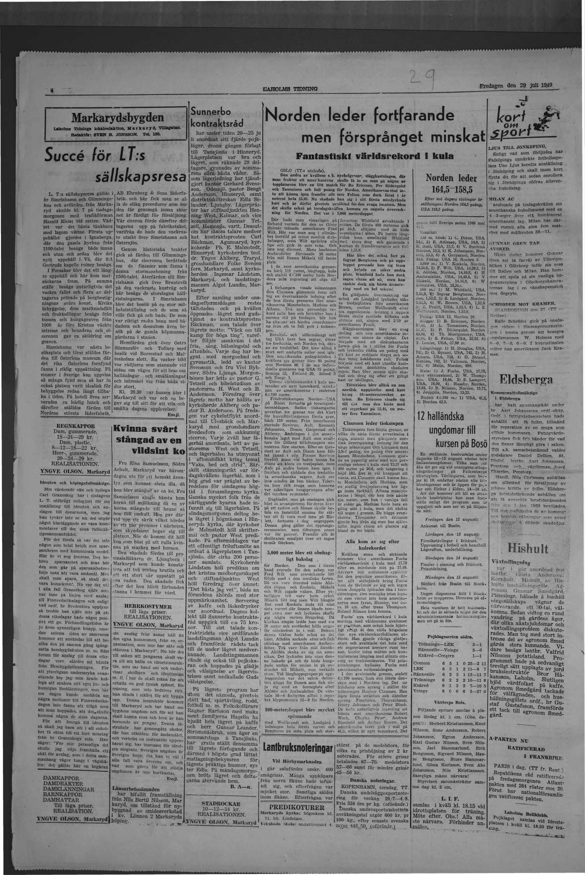 Laholms Tidning Fredag 29 juli 1949, sida 4