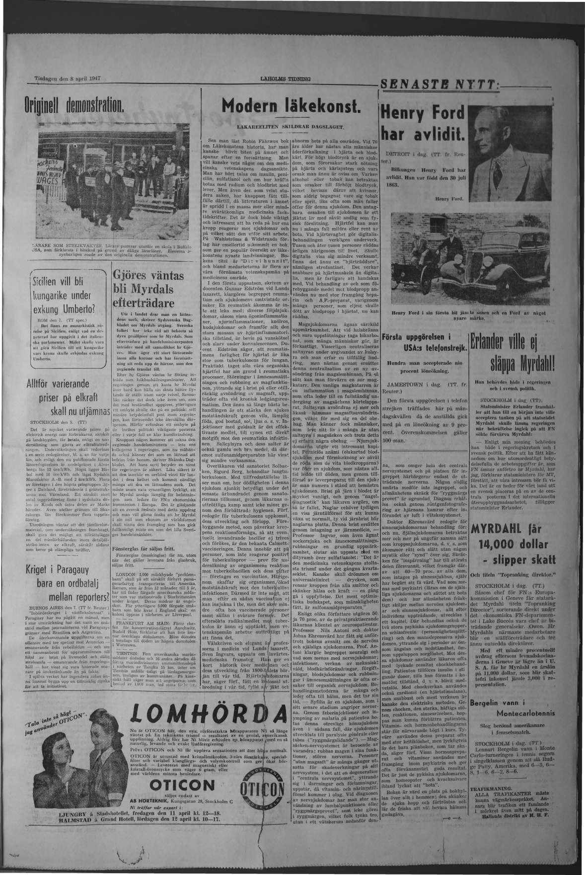 Laholms Tidning Tisdag 8 april 1947, sida 3
