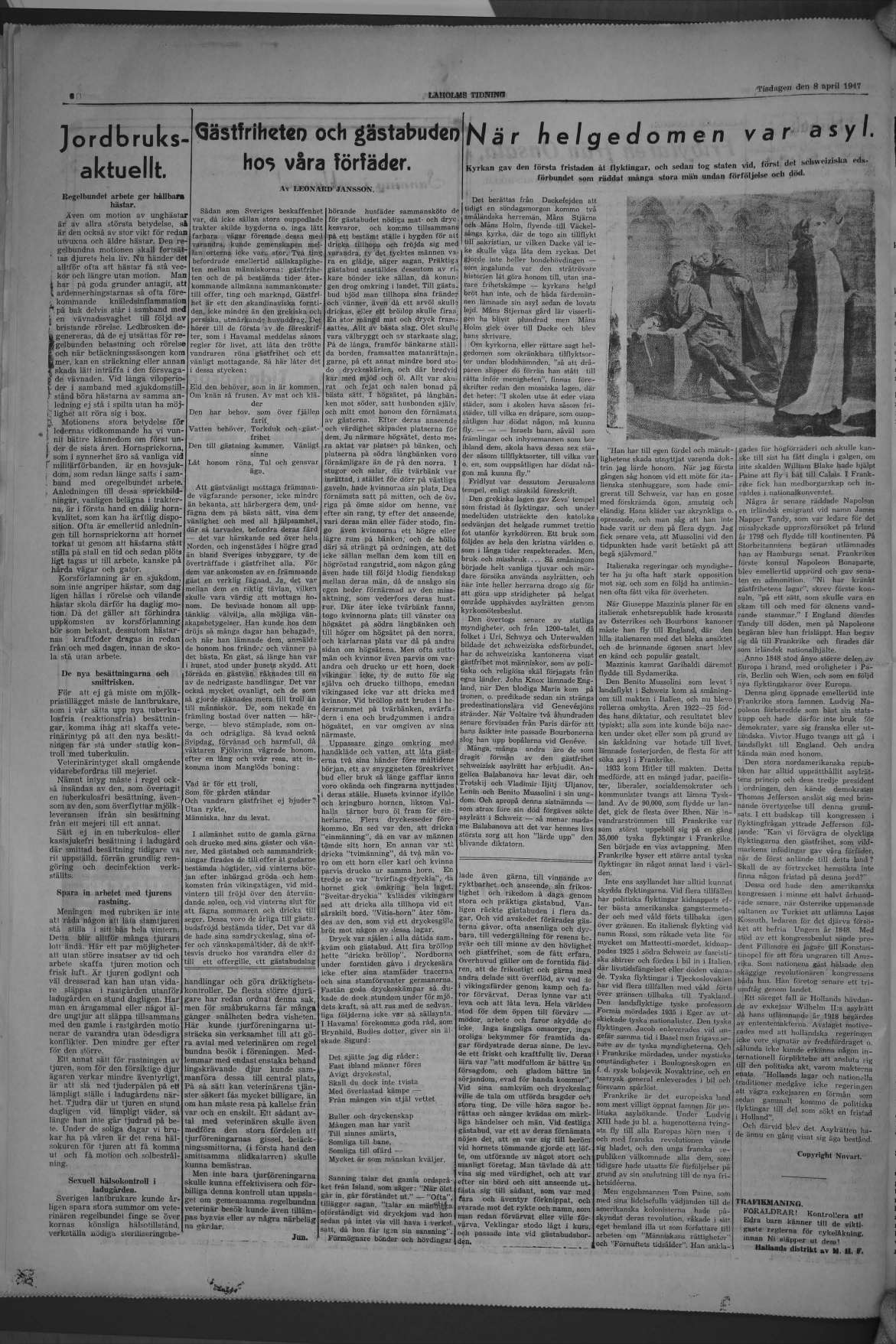 Laholms Tidning Tisdag 8 april 1947, sida 6