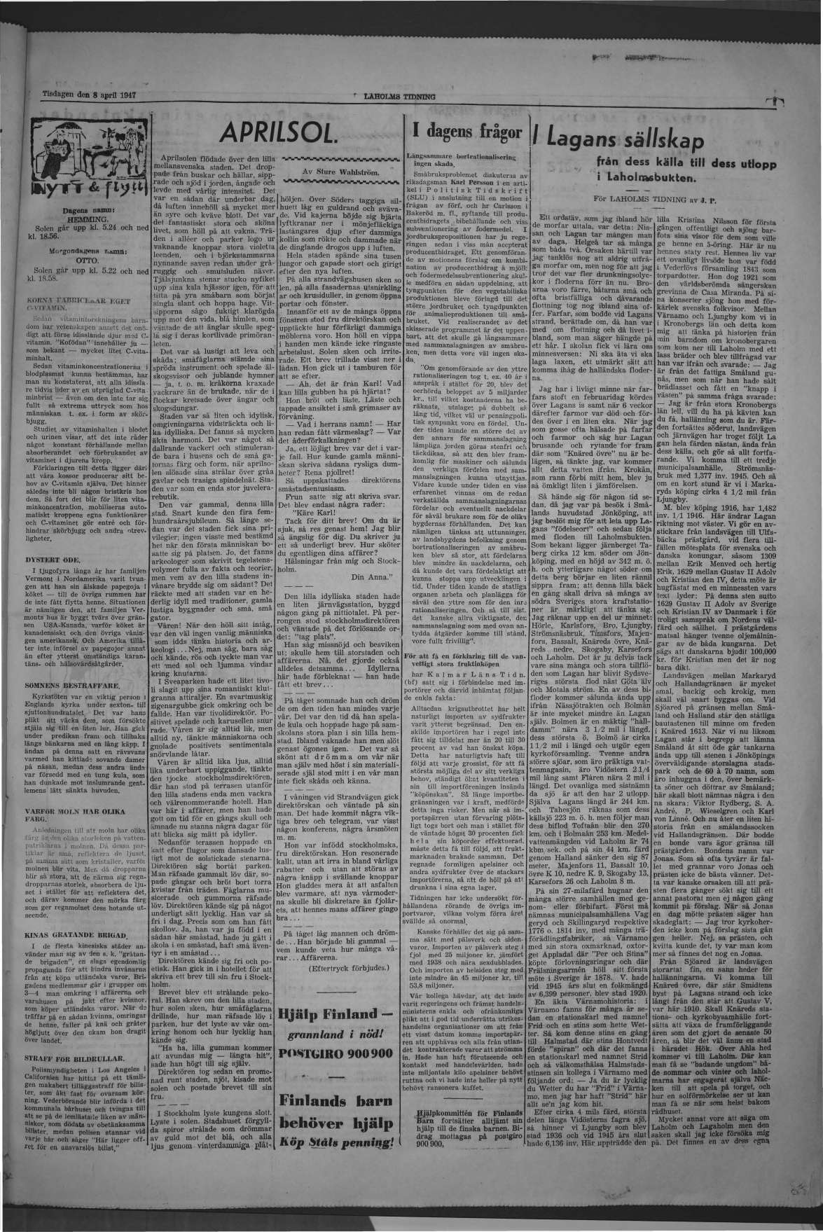 Laholms Tidning Tisdag 8 april 1947, sida 7