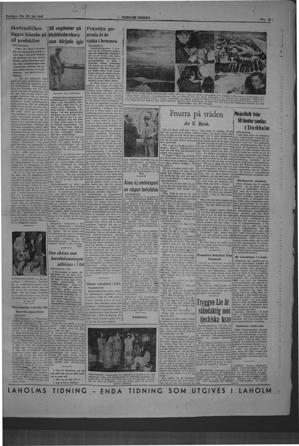 Laholms Tidning Fredag 29 juli 1949, sida 5
