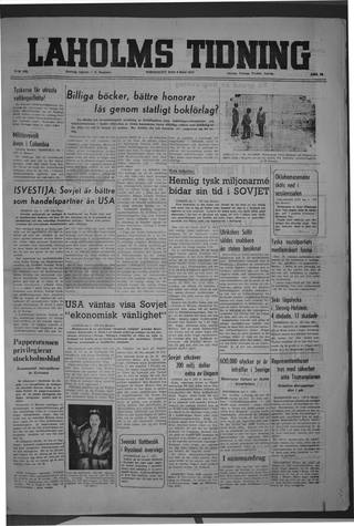 Förstasidan, Torsdag 8 maj 1947