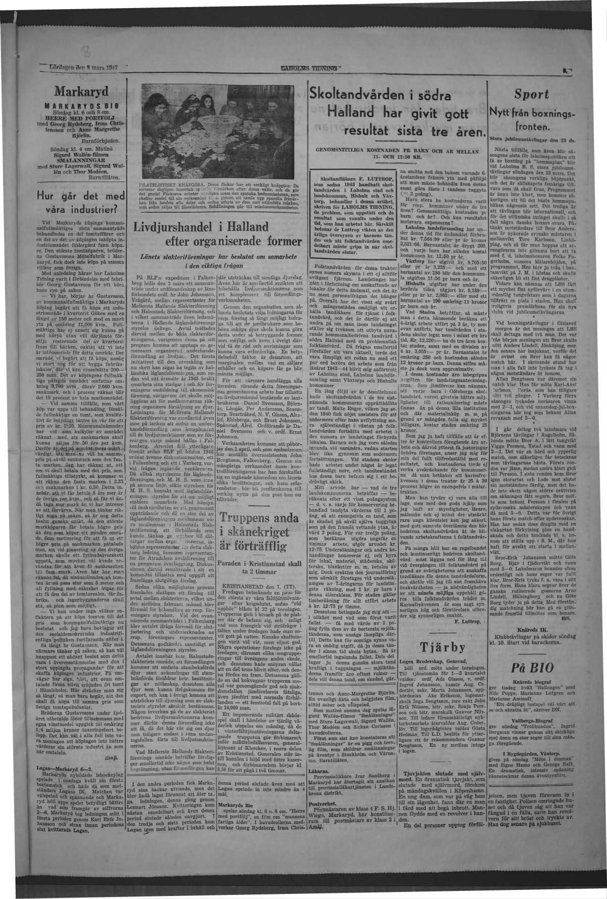 Laholms Tidning Lördag 8 mars 1947, sida 5