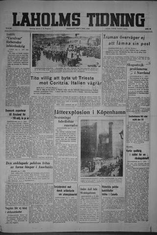 Förstasidan, Fredag 8 november 1946
