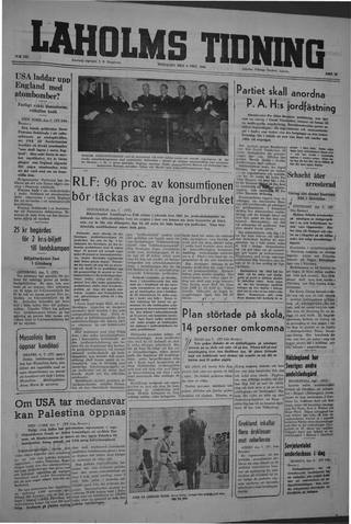 Förstasidan, Tisdag 8 oktober 1946