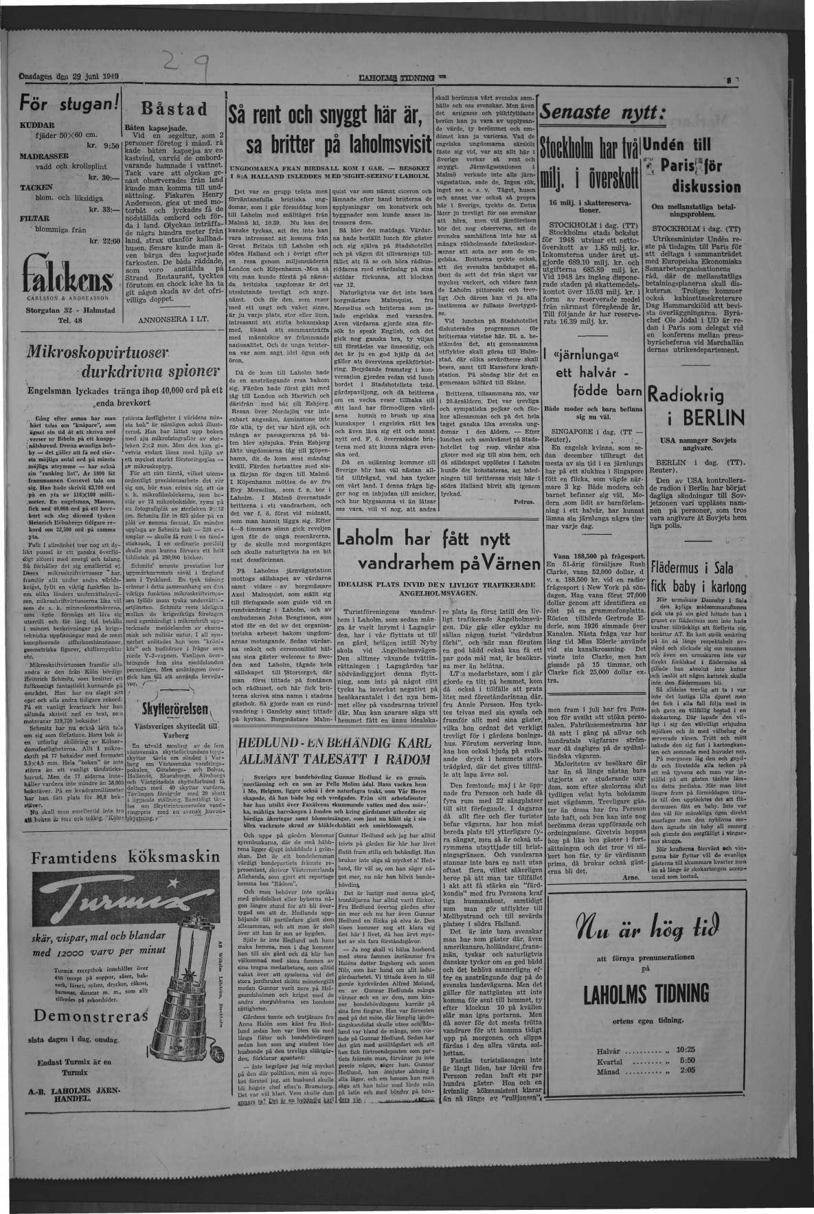 Laholms Tidning Onsdag 29 juni 1949, sida 3