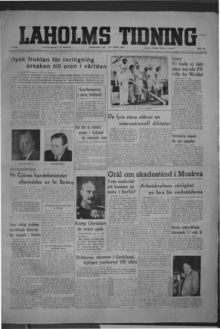 Förstasidan, Onsdag 9 april 1947