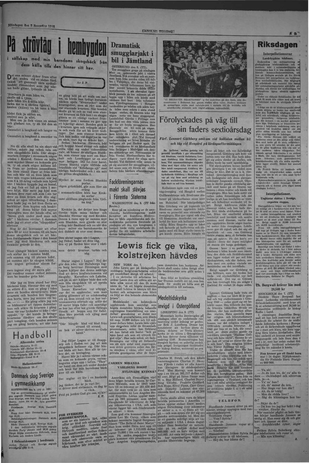 Laholms Tidning Måndag 9 december 1946, sida 5