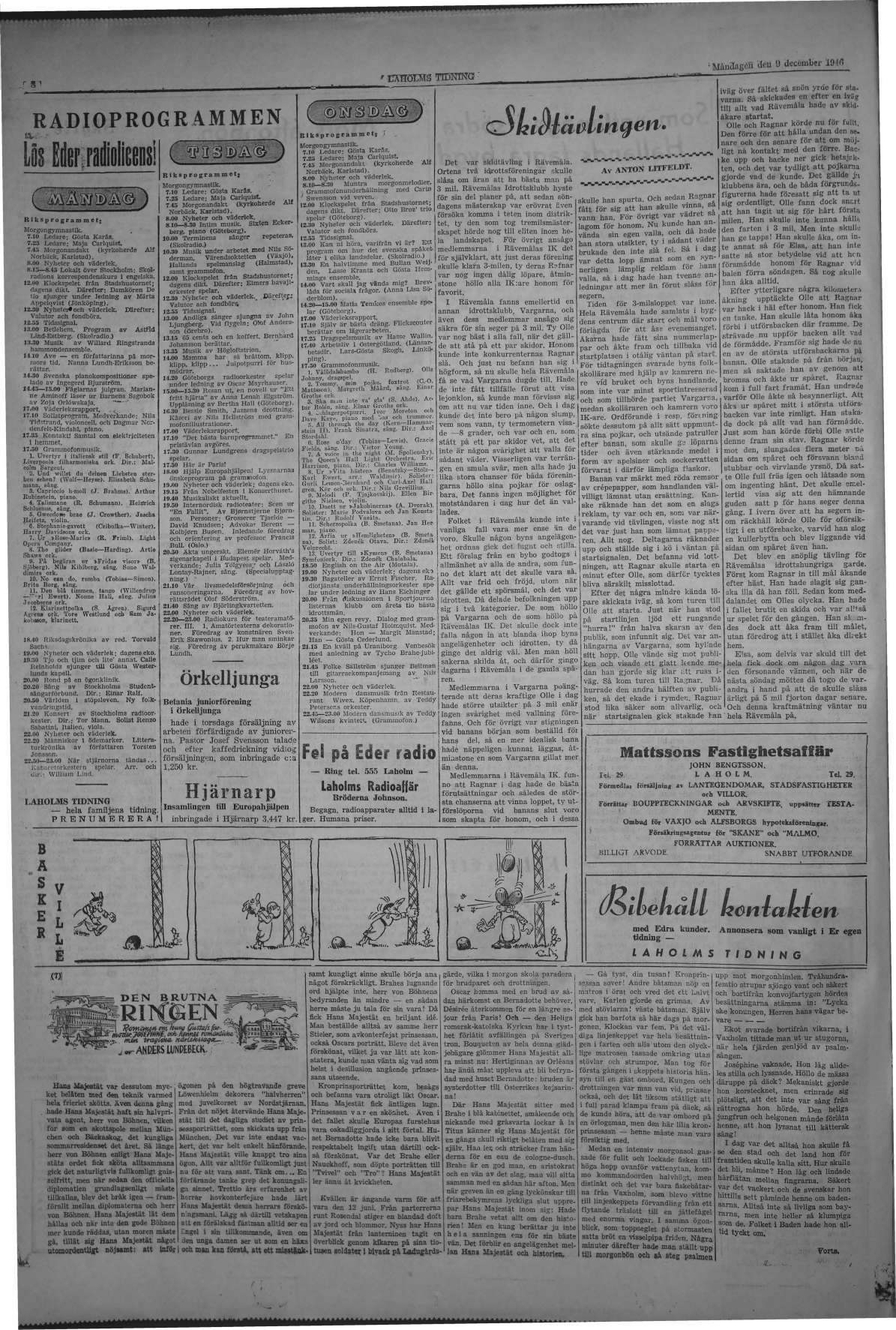 Laholms Tidning Måndag 9 december 1946, sida 8