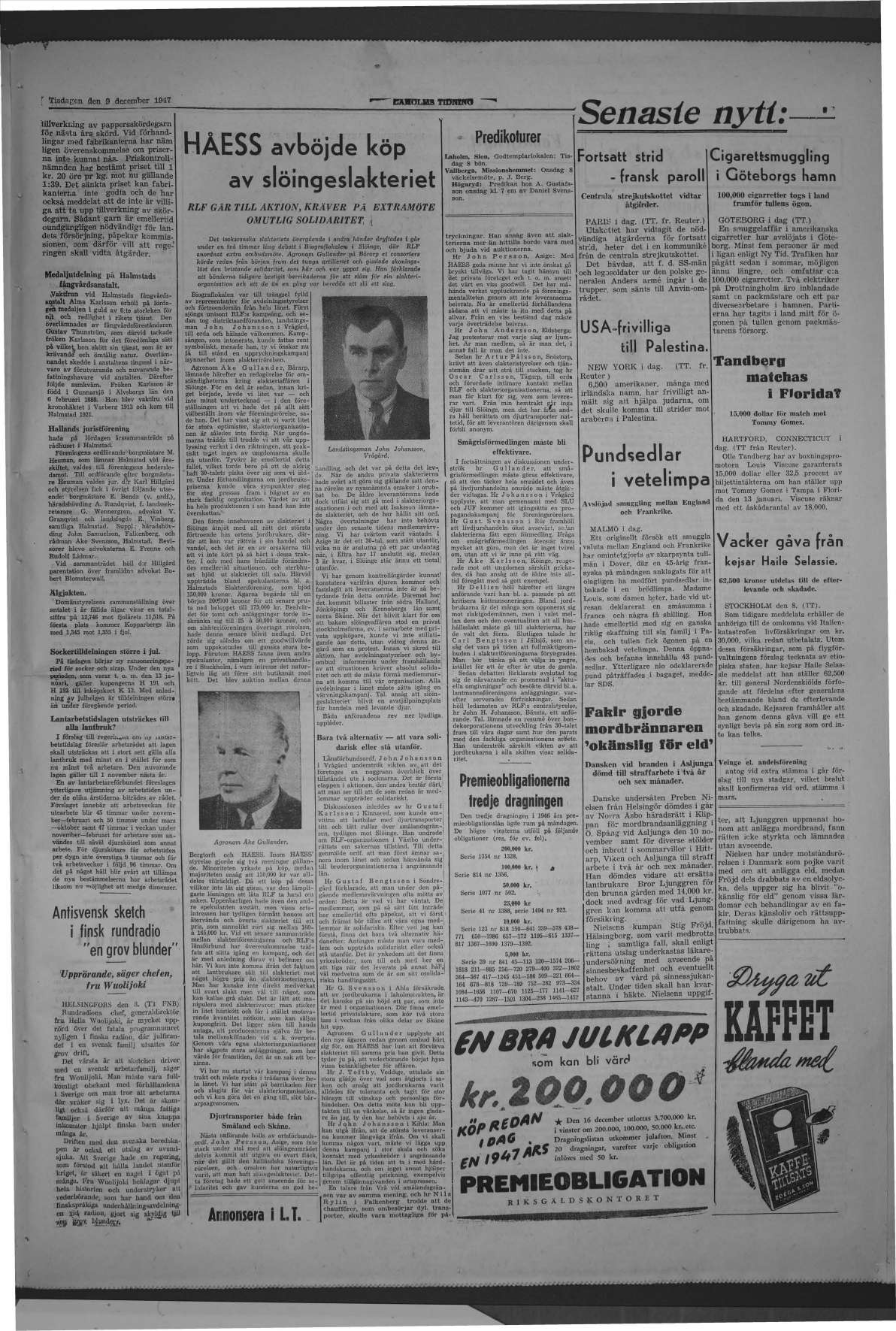 Laholms Tidning Tisdag 9 december 1947, sida 3